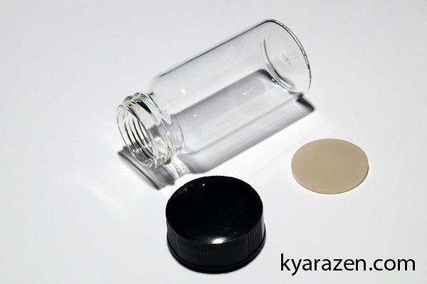 glass bottle for storage of kyara